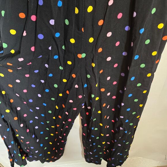 Collectif Thelma Rainbow Polka Dot Flutter Sleeve Cropped Jumpsuit V Neck 10 L - Picture 8 of 10